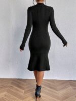 Rochie Midi Tricotata Evamaria Neagra - imagine 2
