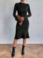 Rochie Midi Tricotata Evamaria Neagra - imagine 3