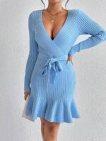 Rochie Scurta Tricotata Petrus Bleu