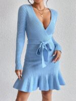 Rochie Scurta Tricotata Petrus Bleu - imagine 5