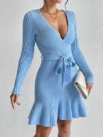 Rochie Scurta Tricotata Petrus Bleu - imagine 3