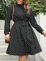 Rochie Scurta Zenta Neagra cu Buline - Marimi Mari