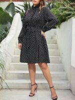 Rochie Scurta Zenta Neagra cu Buline - Marimi Mari - imagine 3