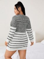 Rochie Scurta Tricotata Sixten Gri - Marimi Mari - imagine 2