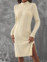 Rochie Midi Tricotata Mavis bej - imagine 4