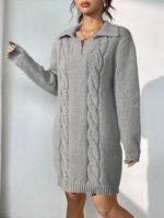Rochie Scurta Tricotata Thana Gri - imagine 4