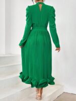 Rochie Lunga Harma Verde plisata - imagine 2