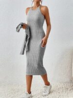 Compleu cu Rochie Beryl Gri - imagine 3