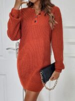 Rochie Scurta Tricotata Gwen Caramizie - imagine 4
