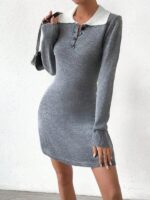 Rochie Scurta Tricotata Sisca Gri