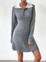 Rochie Scurta Tricotata Sisca Gri - imagine 3