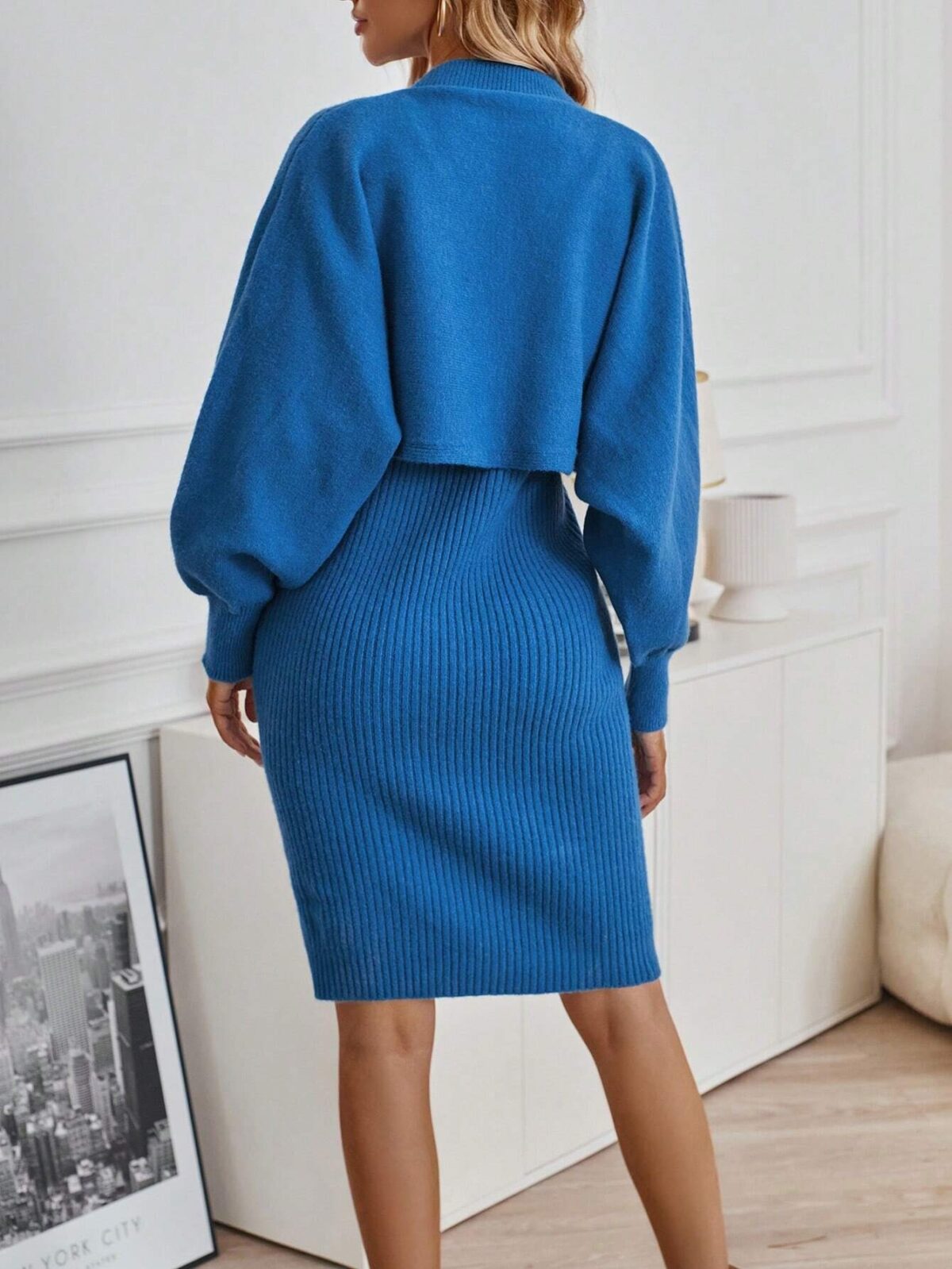 Rochie Midi Tricotata Astoria Albastra - imagine 2