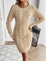 Rochie Midi Tricotata Gisa Bej - imagine 3
