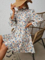 Rochie Scurta Jertrude Alba cu Print Floral - imagine 3