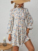 Rochie Scurta Jertrude Alba cu Print Floral