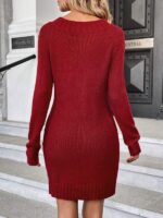 Rochie Scurta Tricotata Breisy Grena - imagine 2