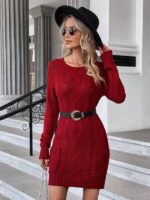 Rochie Scurta Tricotata Breisy Grena - imagine 4