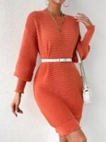 Rochie Scurta Tricotata Xyla Caramizie - imagine 4
