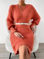 Rochie Scurta Tricotata Xyla Caramizie - imagine 3