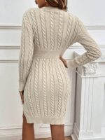 Rochie Scurta Tricotata Rembria Bej - imagine 2