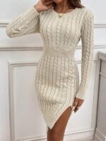 Rochie Scurta Tricotata Rembria Bej - imagine 3