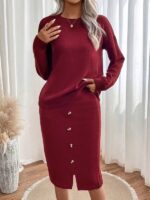Compleu Midi Tricotat Augustela Grena - imagine 3