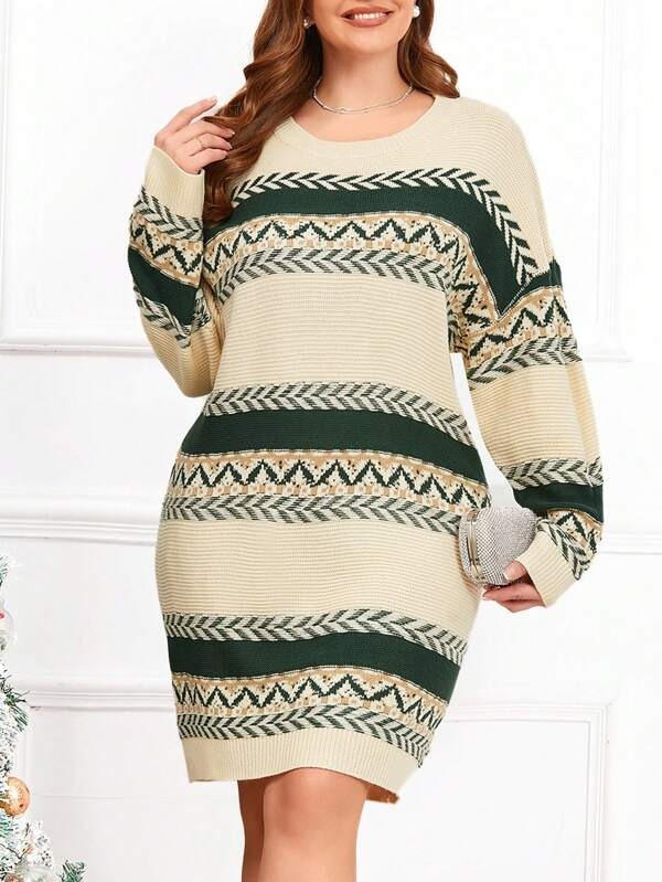 3088 Rochie Midi Tricotata Algarve Bej - Marimi Mari - imagine 1