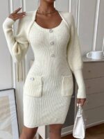 Rochie Scurta Tricotata Estoria Alba - imagine 5