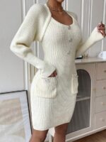 Rochie Scurta Tricotata Estoria Alba - imagine 4