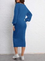 Compleu cu Rochie Leopia Albastra - imagine 2
