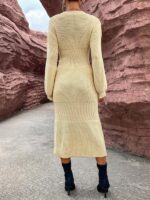 Rochie Midi Tricotata Daciana Crem - imagine 2