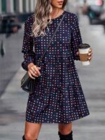 Rochie Scurta Cristal Bleumarin cu Buline Mulicolore