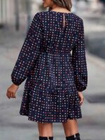 Rochie Scurta Cristal Bleumarin cu Buline Mulicolore - imagine 2