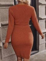 Rochie Midi Tricotata Polar Caramizie - imagine 2