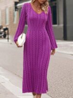 Rochie Lunga Tricotata Dora Ciclam - imagine 3