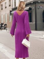 Rochie Lunga Tricotata Dora Ciclam - imagine 2