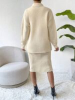 Compleu cu Rochie Natasa Alb Tricotat - imagine 2