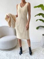 Compleu cu Rochie Natasa Alb Tricotat - imagine 4