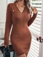 Rochie Scurta Tricotata Rissa Caramizie - imagine 5