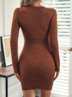 Rochie Scurta Tricotata Rissa Caramizie - imagine 2