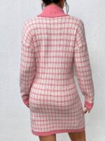 Rochie Scurta Tricotata Alija Alba cu Roz - imagine 2