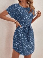 Rochie Scurta Sariad Albastra Inflorata - imagine 3