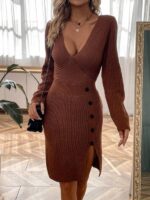 Rochie Midi Tricotata Alpa Maro - imagine 3