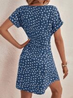 Rochie Scurta Sariad Albastra Inflorata - imagine 2