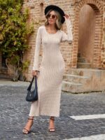 Rochie Lunga Leja Bej - imagine 4