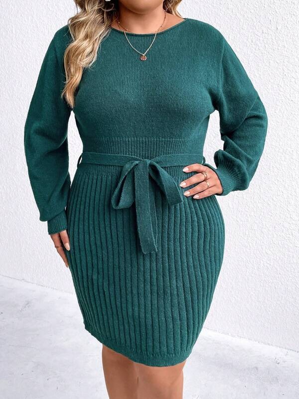 769 Rochie Midi Tricotata Adils Turcoaz - Marimi Mari - imagine 1