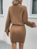Rochie Scurta Tricotata Olda Bej - imagine 2