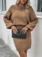 Rochie Scurta Tricotata Olda Bej - imagine 4
