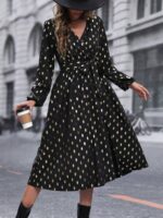 Rochie Midi Robertina Neagra cu Buline