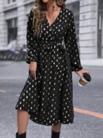 Rochie Midi Robertina Neagra cu Buline - imagine 4